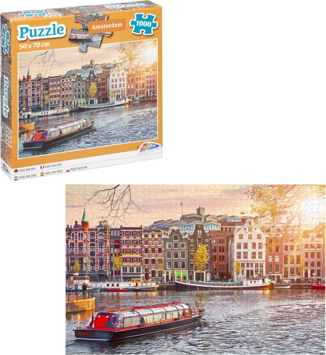 Grafix Puzzel 1000 stukjes volwassenen | Thema Amsterdam, Kanalen | Afmeting 50 X 70 CM | Legpuzzel